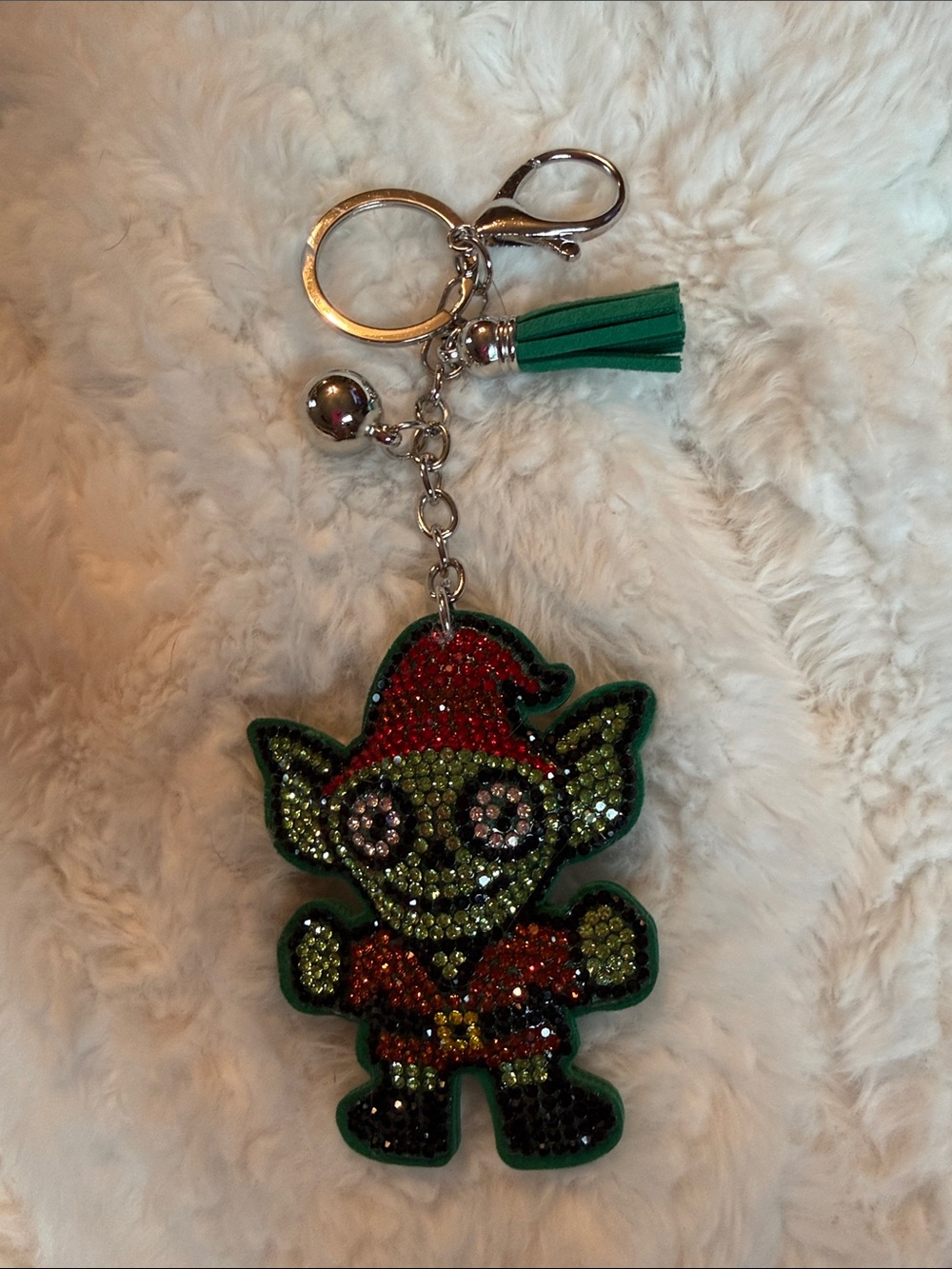 Rhinestone Christmas Elf Keychain Bag Charm